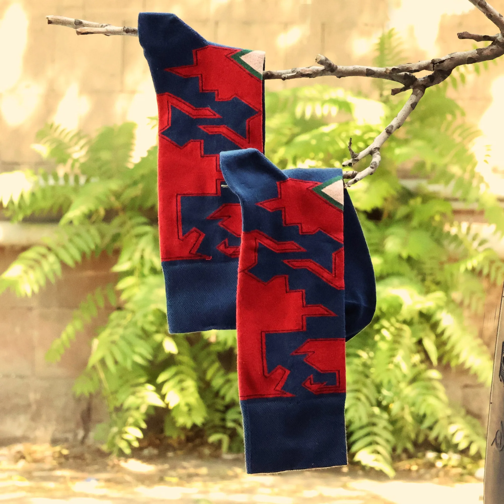 Cotton Blend Socks Adorned with Traditional Armenian Designs - Lori's Energy | NOVICA