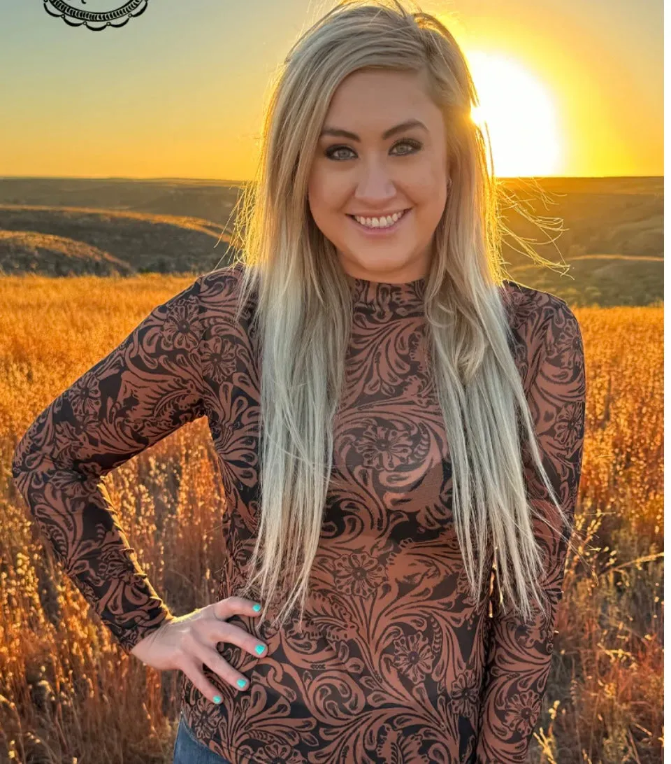 Country Road Leather Mesh Top