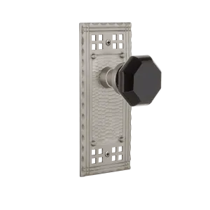 Craftsman Long Plate with Black Waldorf Knob in Satin Nickel