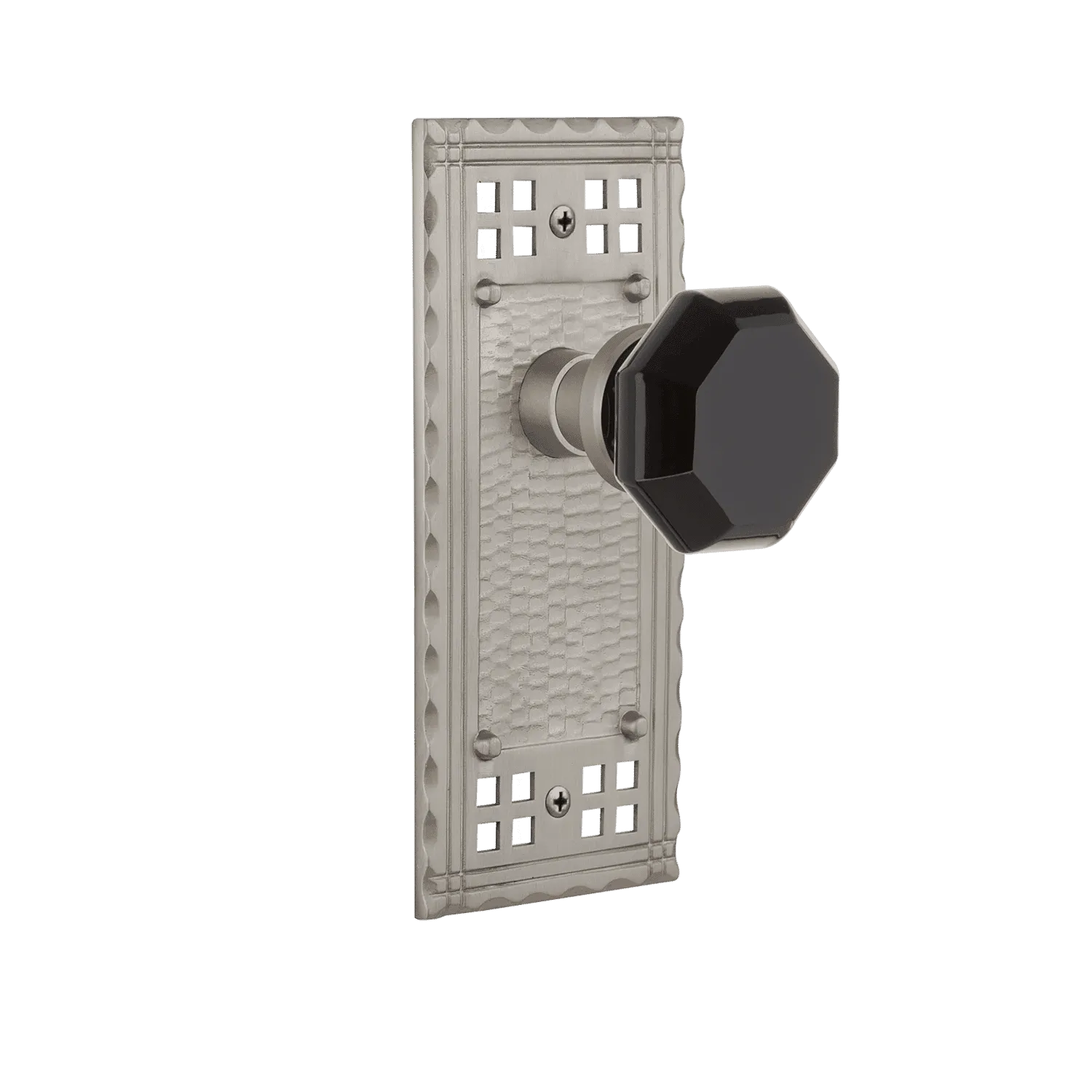 Craftsman Long Plate with Black Waldorf Knob in Satin Nickel