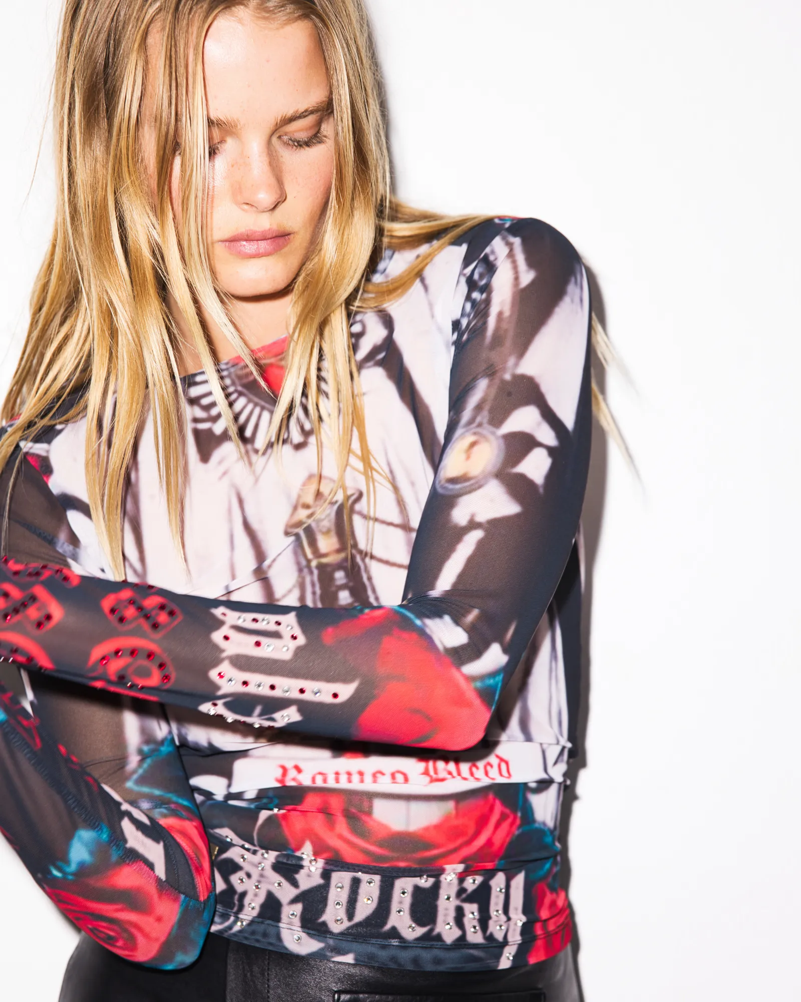 Crew Neck Mesh Guns & Roses Top