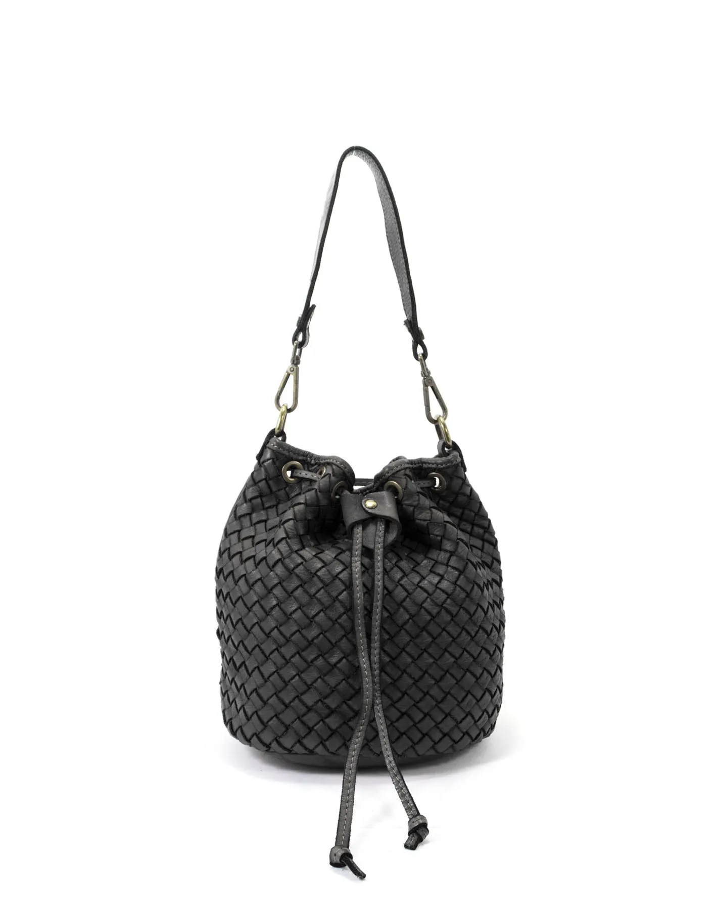 CUPIDO S● Kleine Damen Eimer Tasche aus weichem geflochten Leder