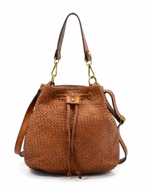 CUPIDO S● Kleine Damen Eimer Tasche aus weichem geflochten Leder
