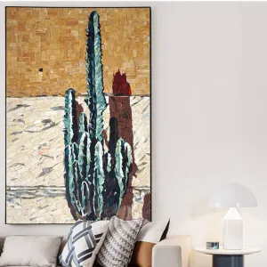 Custom Glass Mosaic Mural Vintage Tropical Cactus