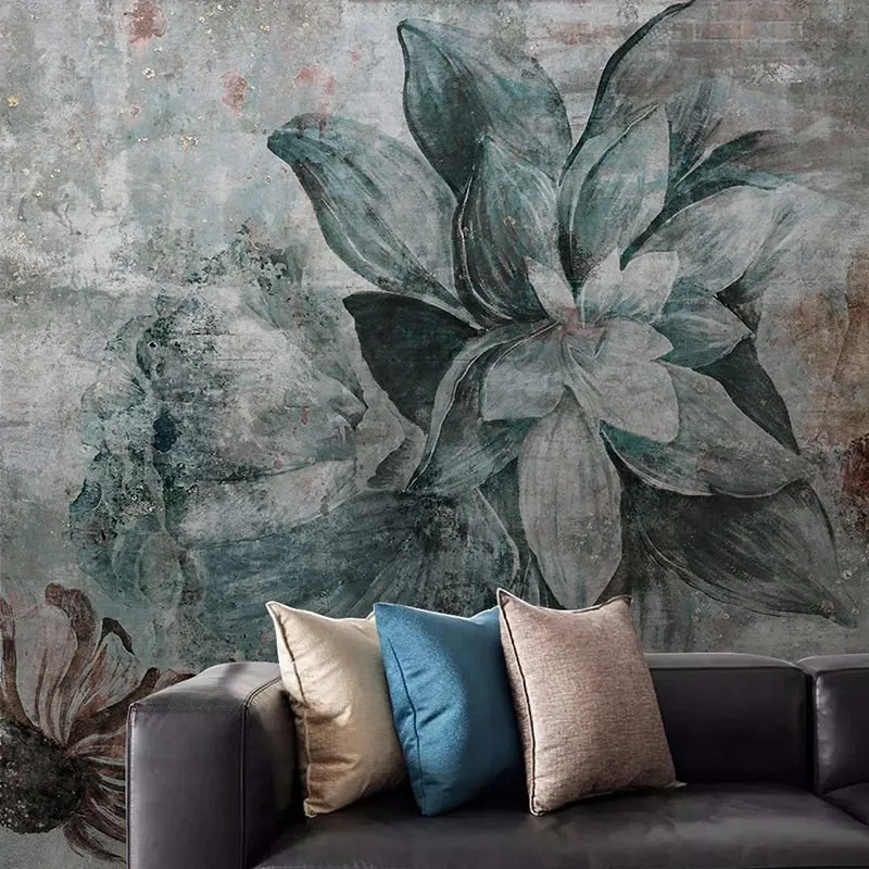 Custom Mural Wallpaper Nordic Vintage Flower (㎡)