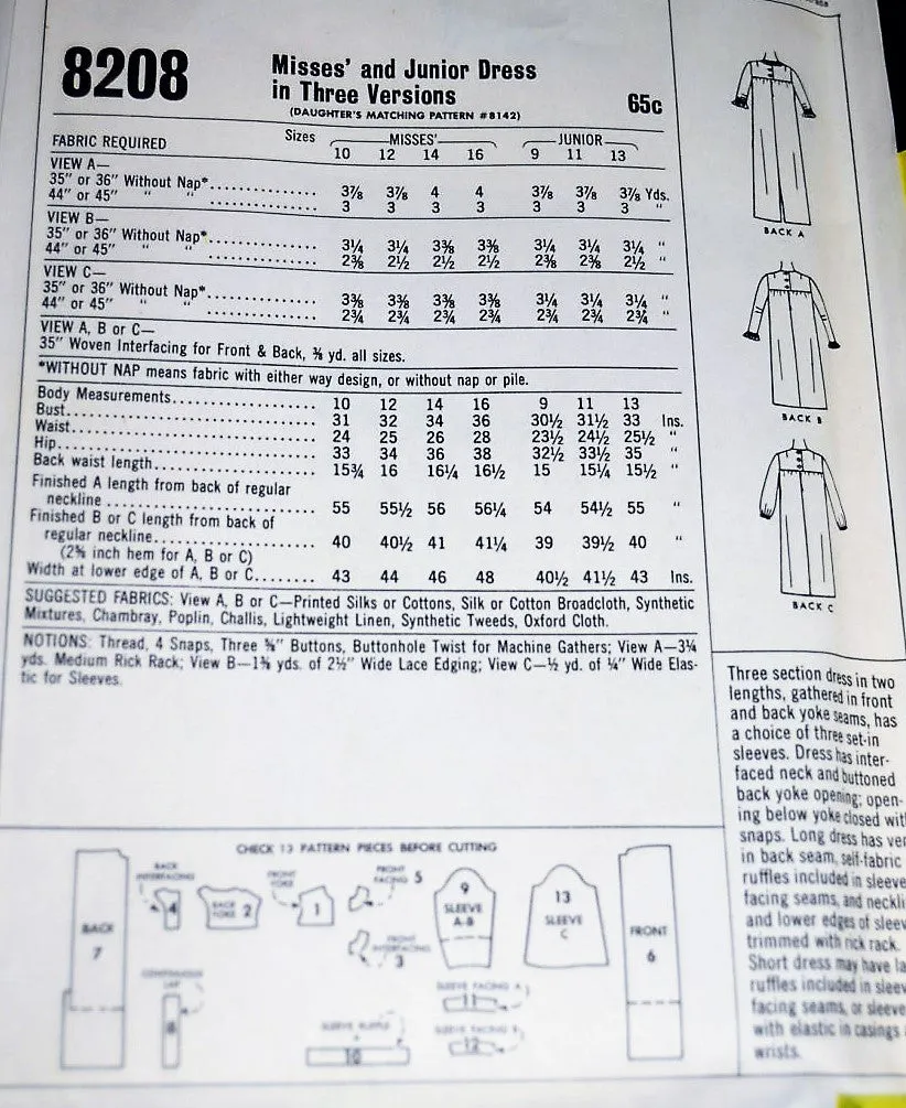 CUTE 1960s GRANNY Gown Dress Pattern McCALLS 8208 Three Versions EASY to Sew Bust 30 Vintage Sewing Pattern UNCUT