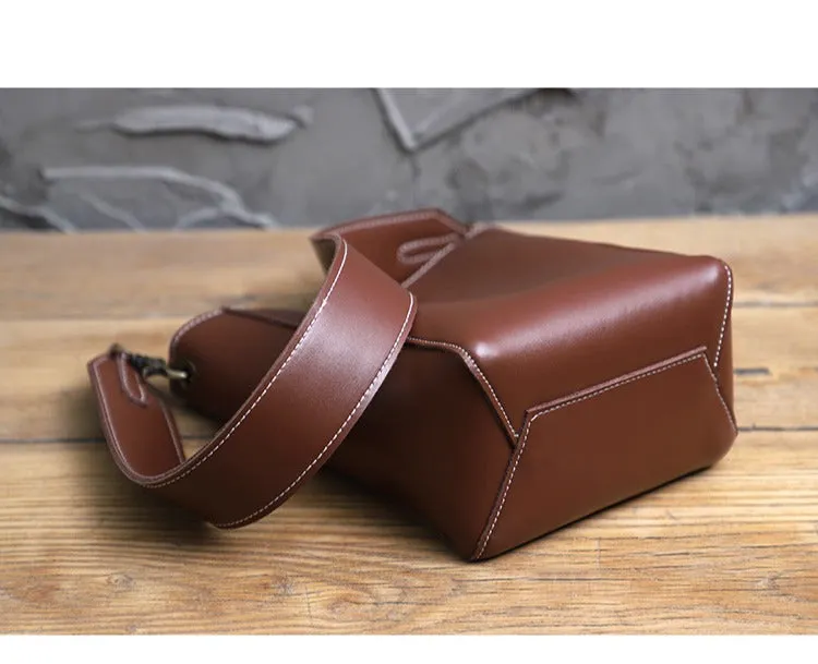 Cute Green LEATHER WOMEN Bucket SHOULDER BAG Barrel Crossbody Purses FOR WOMEN