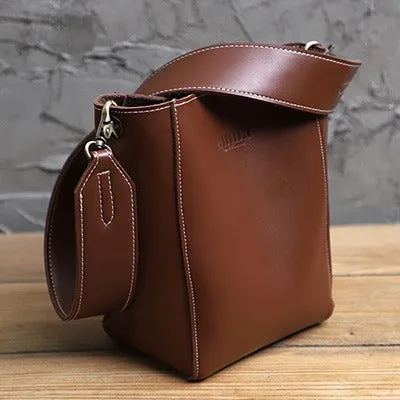 Cute Green LEATHER WOMEN Bucket SHOULDER BAG Barrel Crossbody Purses FOR WOMEN