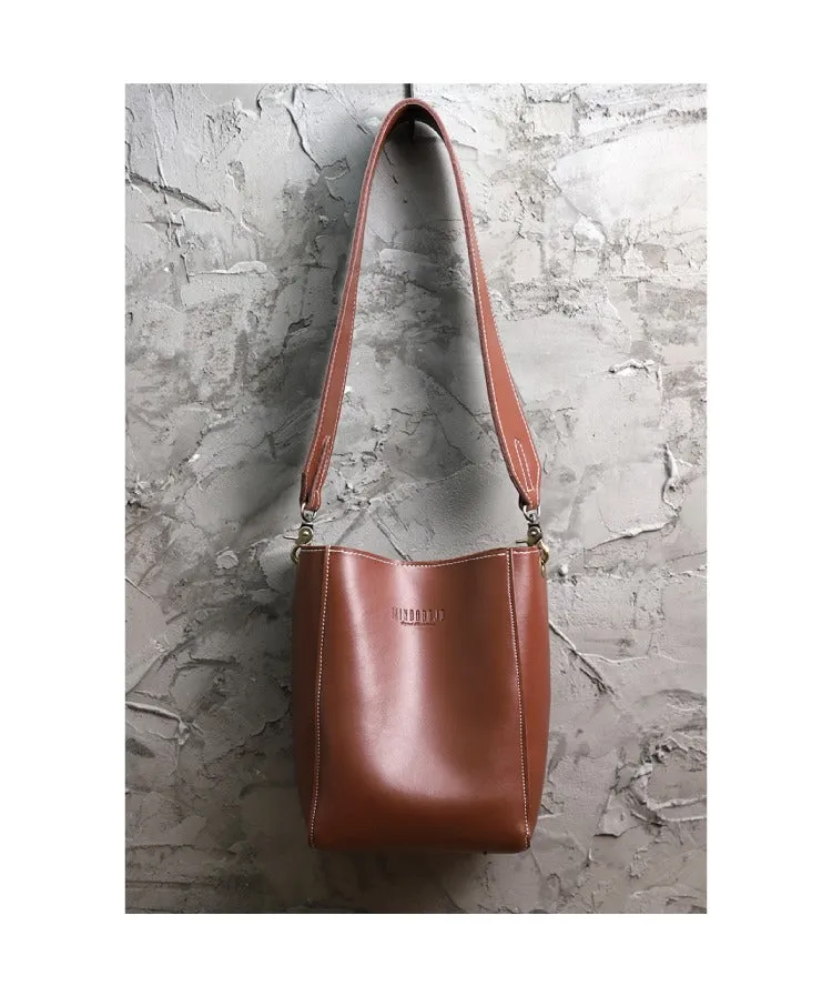 Cute Green LEATHER WOMEN Bucket SHOULDER BAG Barrel Crossbody Purses FOR WOMEN