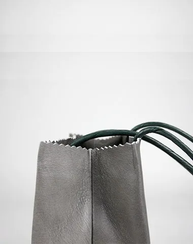 Cute Womens Small Gray Leather Shoulder Tote Bag Small Best Tote Shopper Bag Purse for Ladies