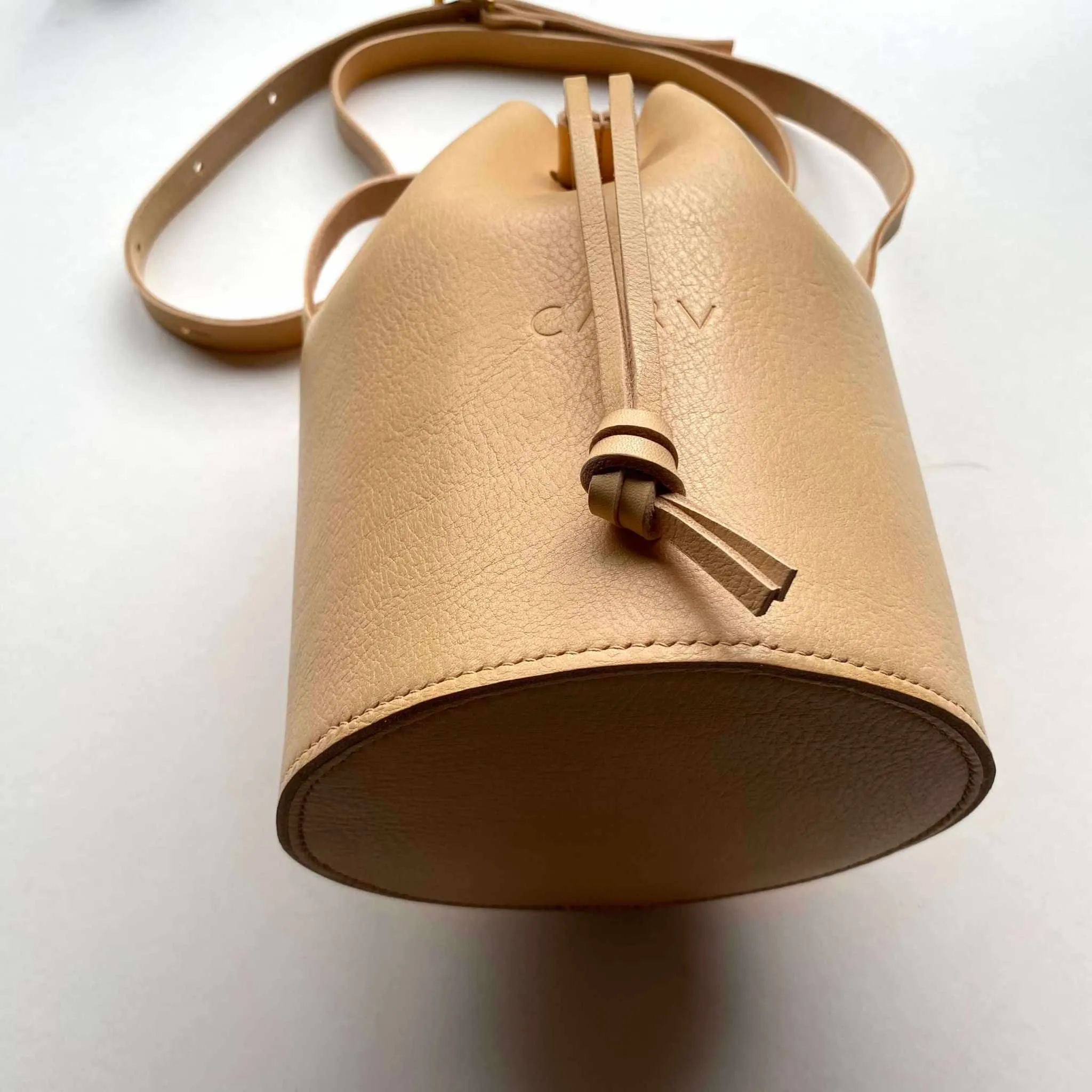 Cylinder Leather Bucket Bag in Black or Natural