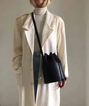 Cylinder Leather Bucket Bag in Black or Natural