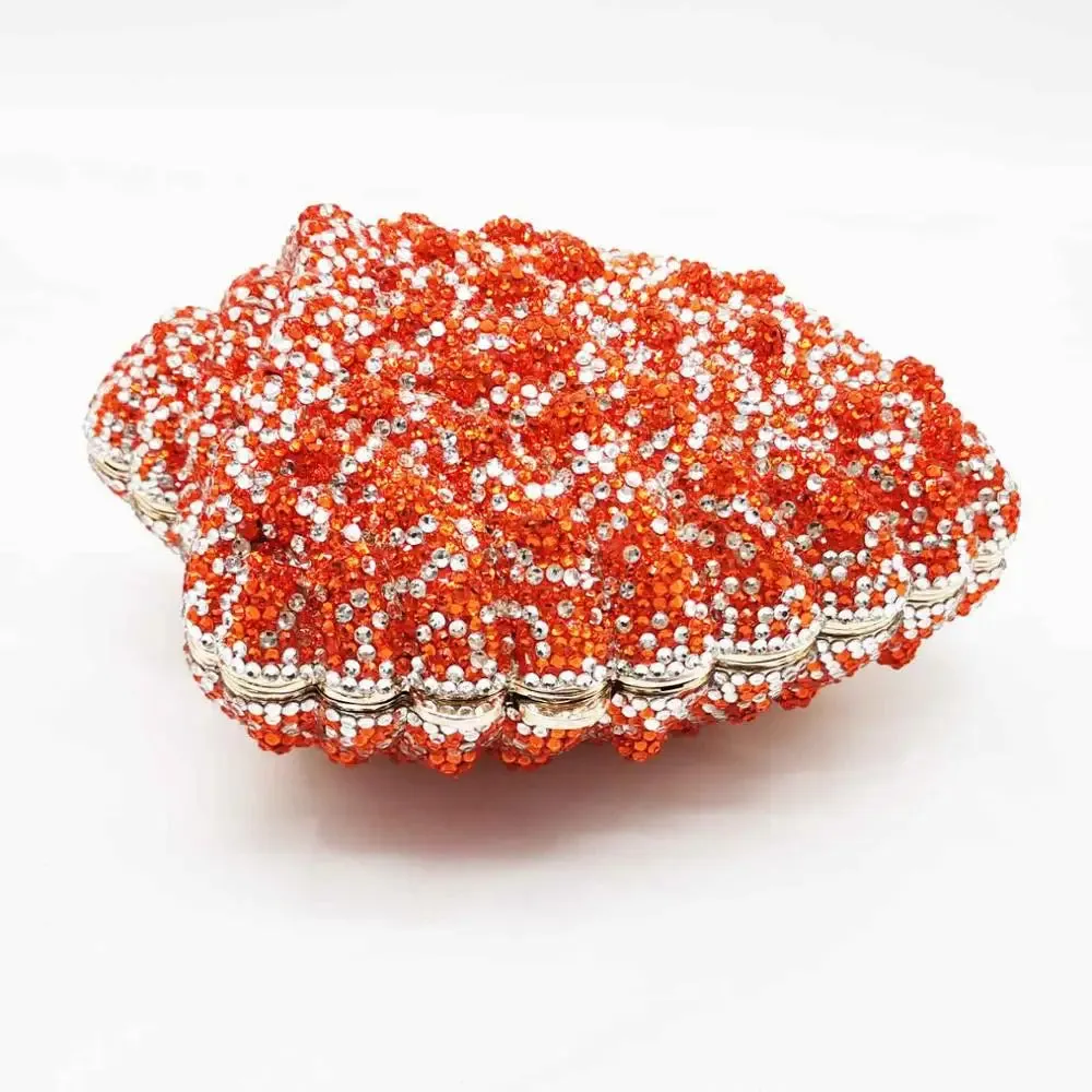 Dazzling Conch Crystal Horn Shell Diamond Evening Clutch Bags