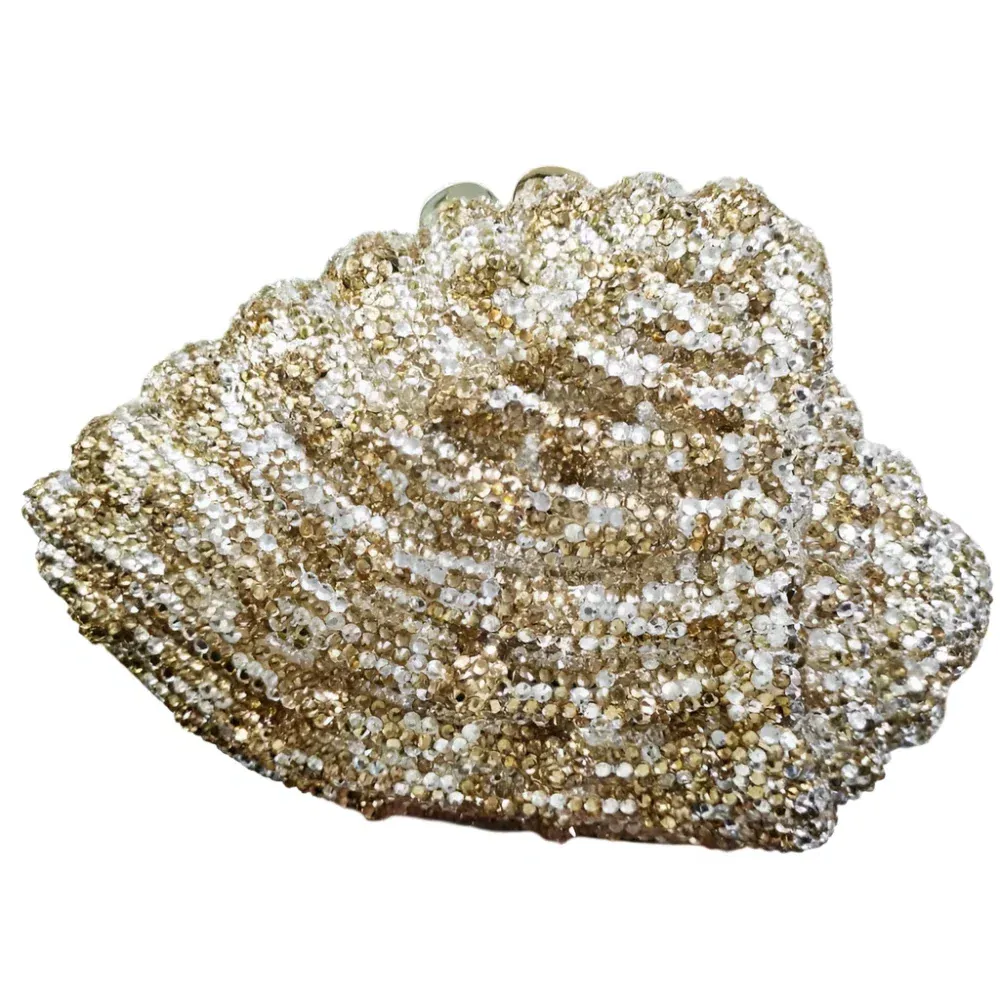 Dazzling Conch Crystal Horn Shell Diamond Evening Clutch Bags