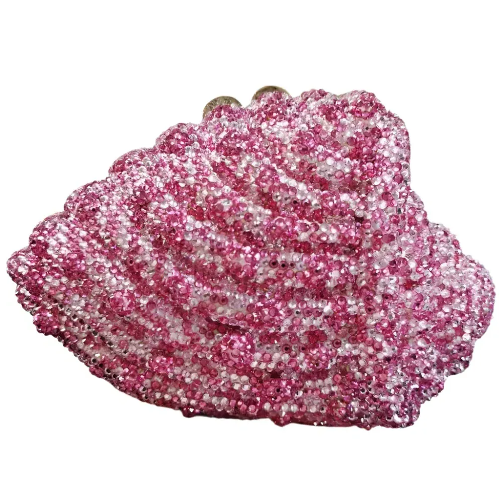 Dazzling Conch Crystal Horn Shell Diamond Evening Clutch Bags