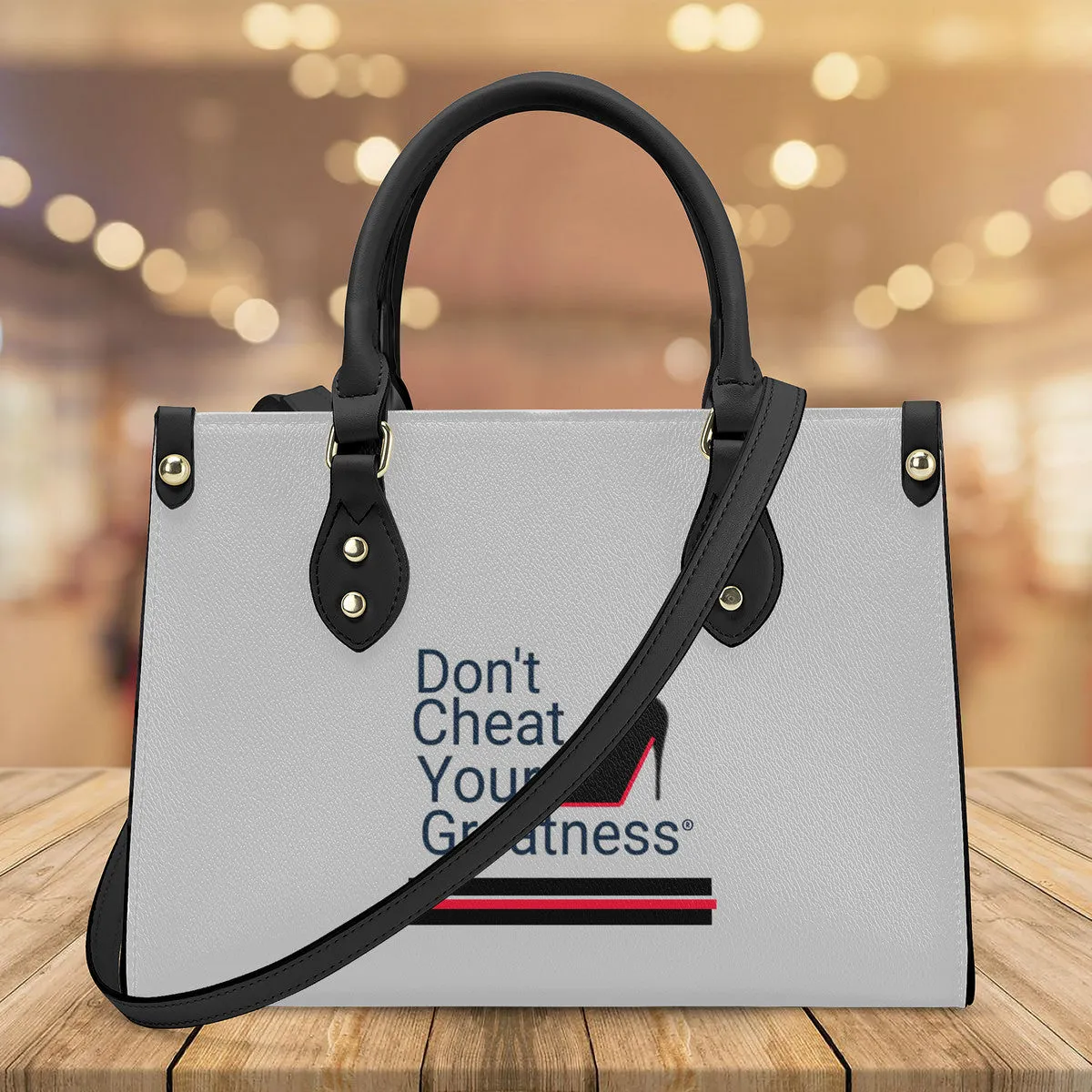 DCYG Black Red Bottoms & Grey Luxury Women PU Tote Bag - Black