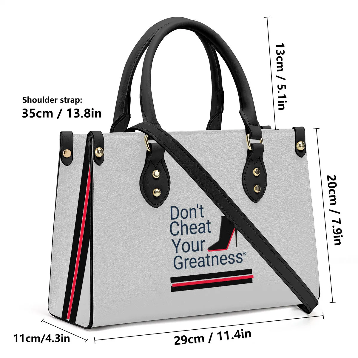 DCYG Black Red Bottoms & Grey Luxury Women PU Tote Bag - Black