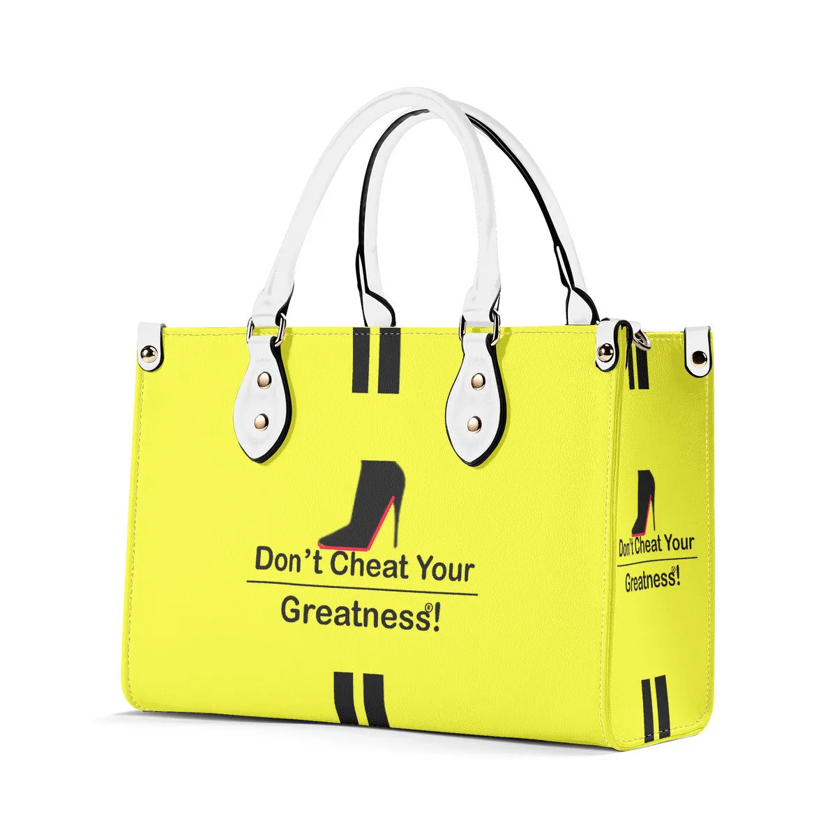 DCYG Black Red Bottoms & Neon Yellow Multiple Sizes Upgraded Luxury Women PU Leather Handbag