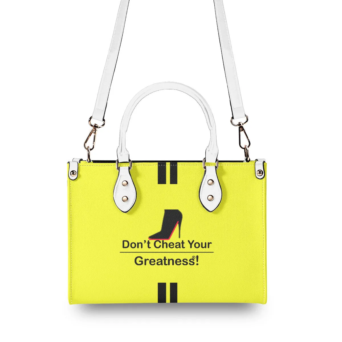 DCYG Black Red Bottoms & Neon Yellow Multiple Sizes Upgraded Luxury Women PU Leather Handbag