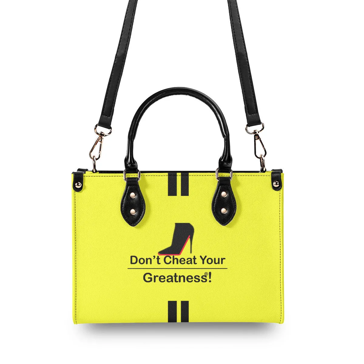 DCYG Black Red Bottoms & Neon Yellow Multiple Sizes Upgraded Luxury Women PU Leather Handbag