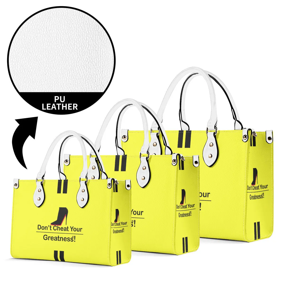 DCYG Black Red Bottoms & Neon Yellow Multiple Sizes Upgraded Luxury Women PU Leather Handbag