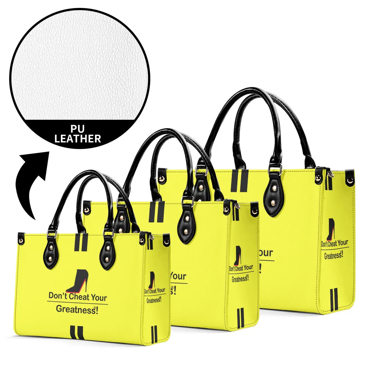 DCYG Black Red Bottoms & Neon Yellow Multiple Sizes Upgraded Luxury Women PU Leather Handbag