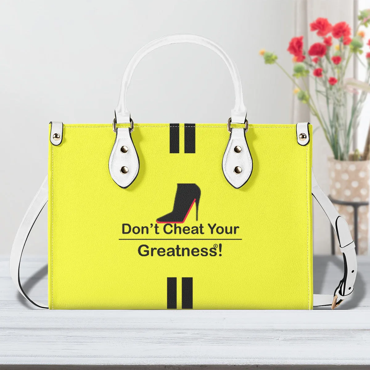 DCYG Black Red Bottoms & Neon Yellow Multiple Sizes Upgraded Luxury Women PU Leather Handbag