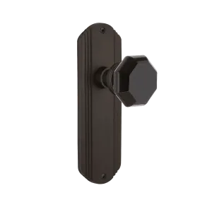 Deco Long Plate with Black Waldorf Knob in Oil-Rubbed Bronze