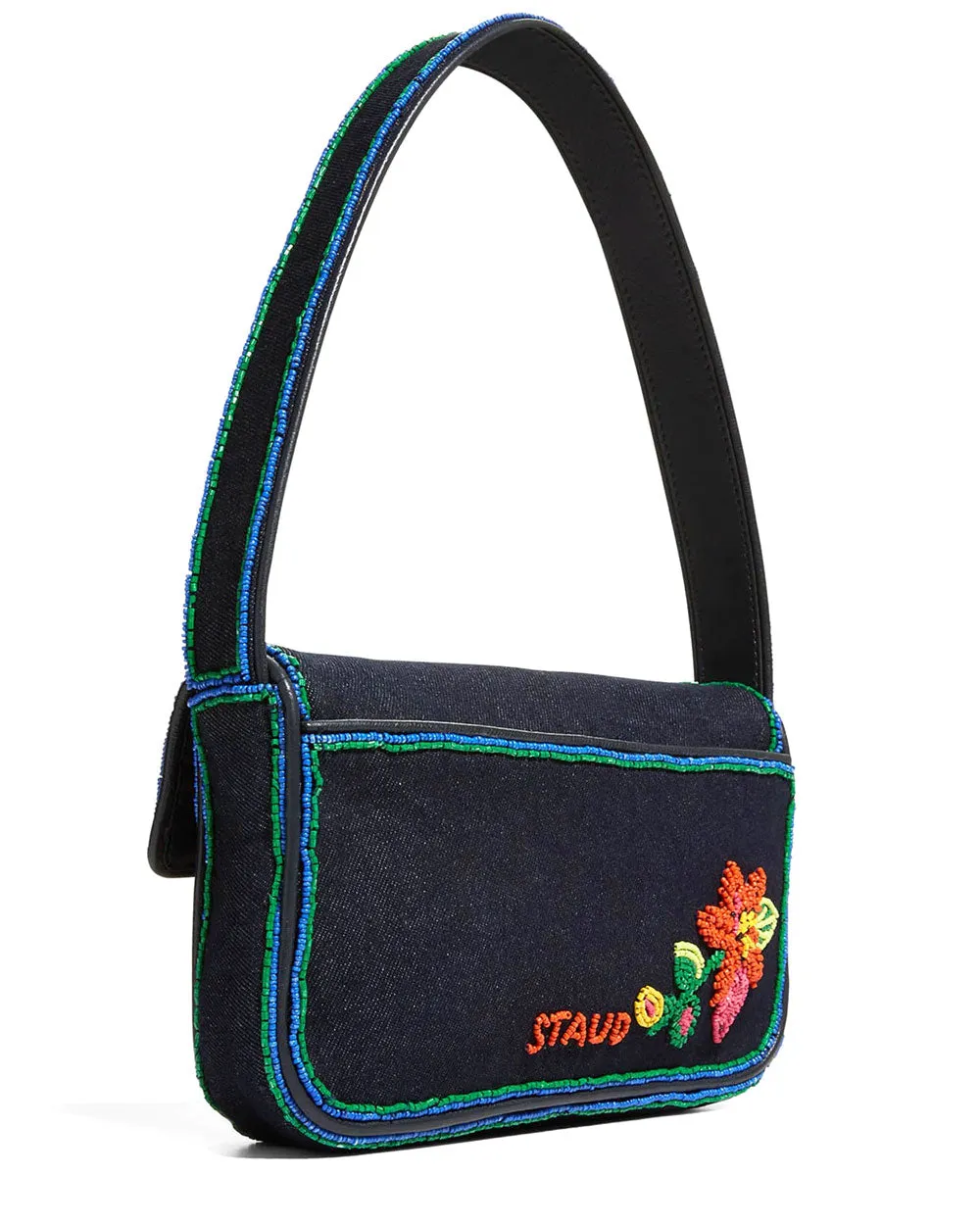 Denim Beaded Shoulder Bag