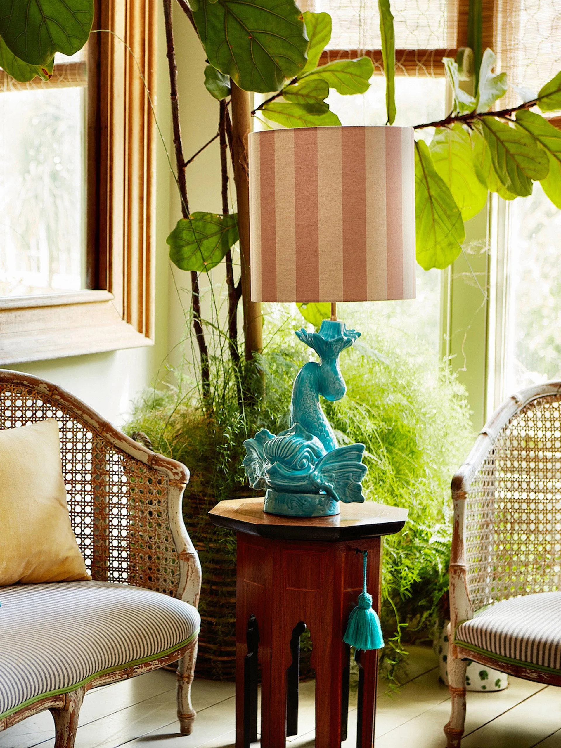 Dolphin lamp base in turquoise