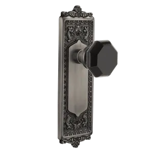 Egg & Dart Long Plate with Black Waldorf Knob in Antique Pewter