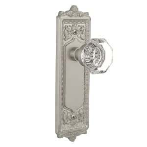 Egg & Dart Long Plate with Waldorf Knob in Satin Nickel
