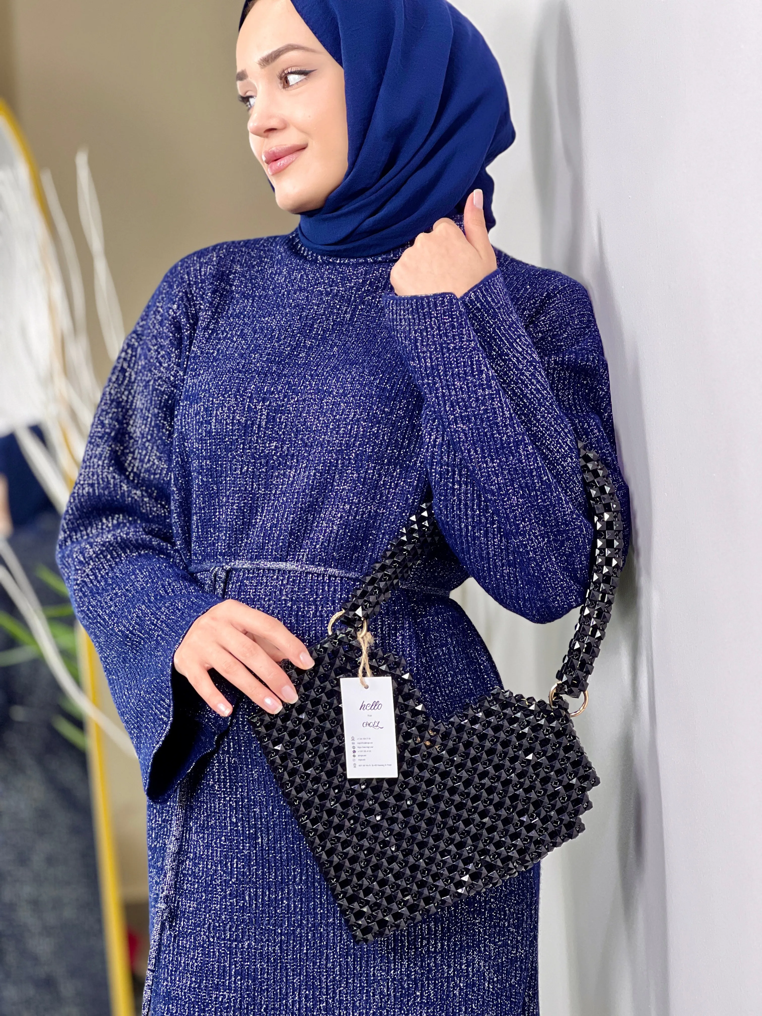 Elegant Crochet Clutch Bag (BLACK PEARL)