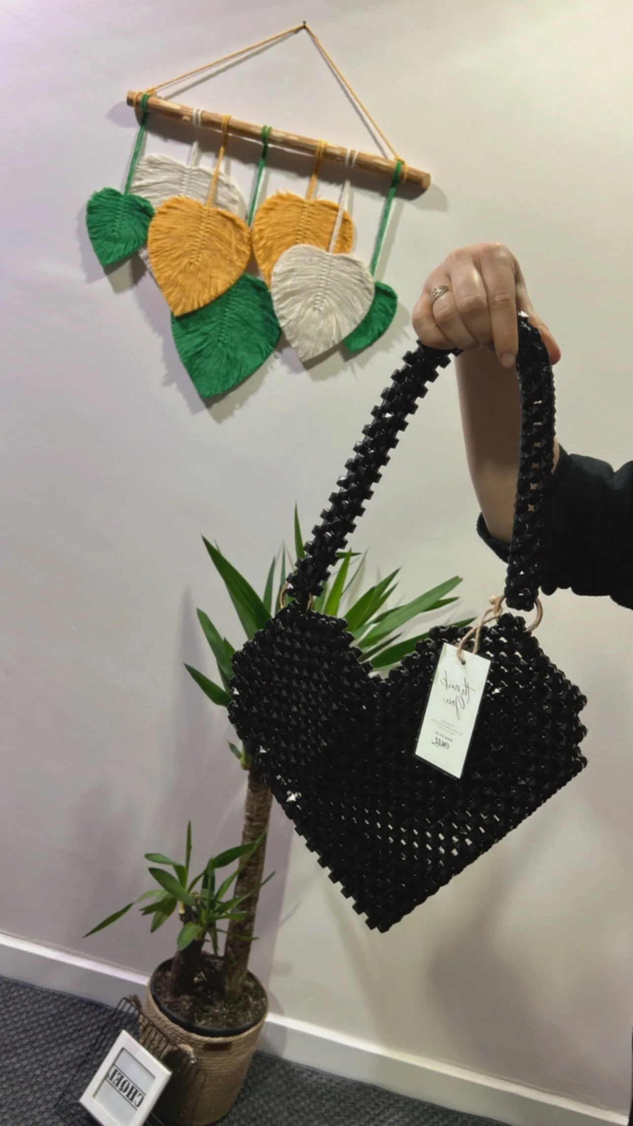 Elegant Crochet Clutch Bag (BLACK PEARL)