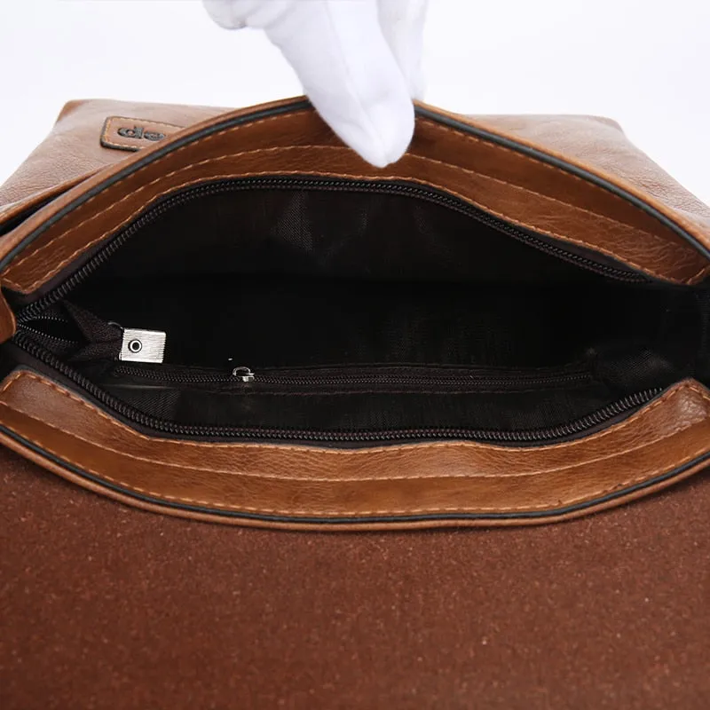 Fashion Casual Men's Handbag Shoulder Bag Vintage Style Soft PU Leather Man Messenger Bag Elegant Stylish Male Shoulder Bag SAC