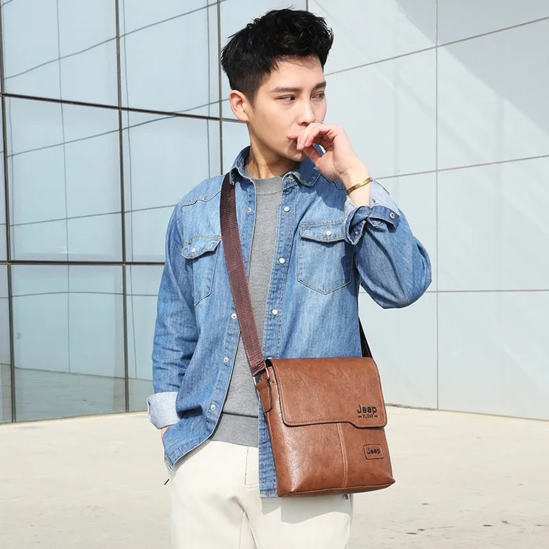 Fashion Casual Men's Handbag Shoulder Bag Vintage Style Soft PU Leather Man Messenger Bag Elegant Stylish Male Shoulder Bag SAC
