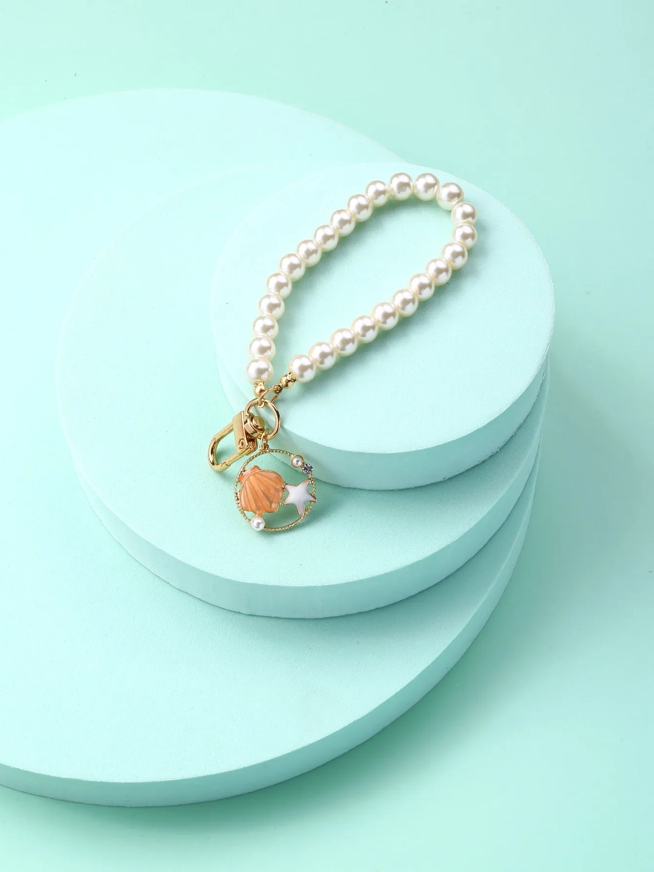Faux Pearl & Shell Decor Bag Charm