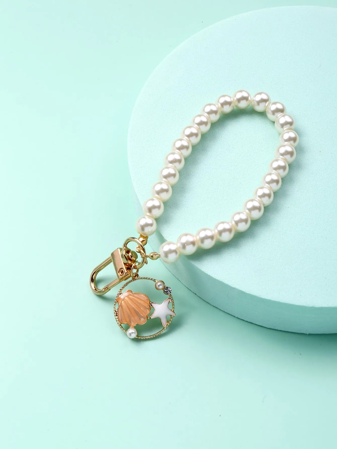 Faux Pearl & Shell Decor Bag Charm