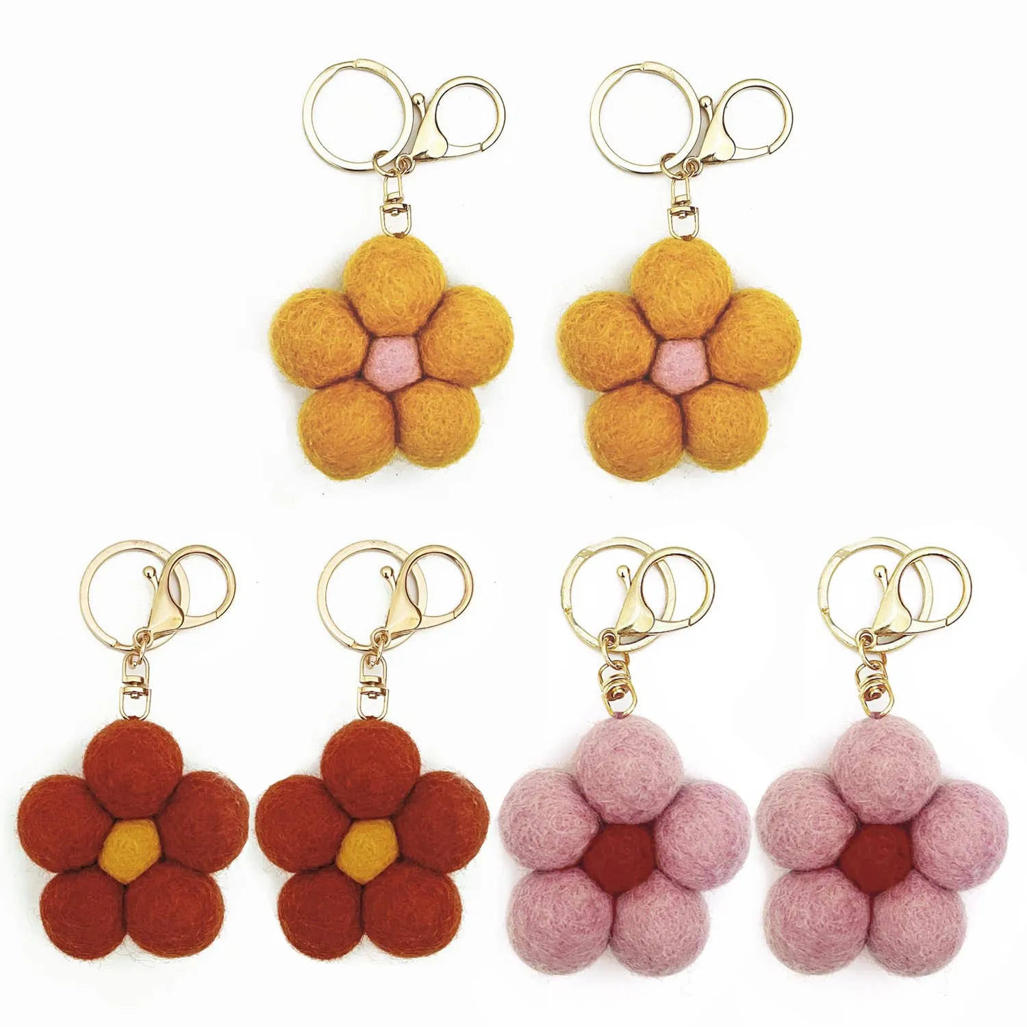 Felt Flower Key ring