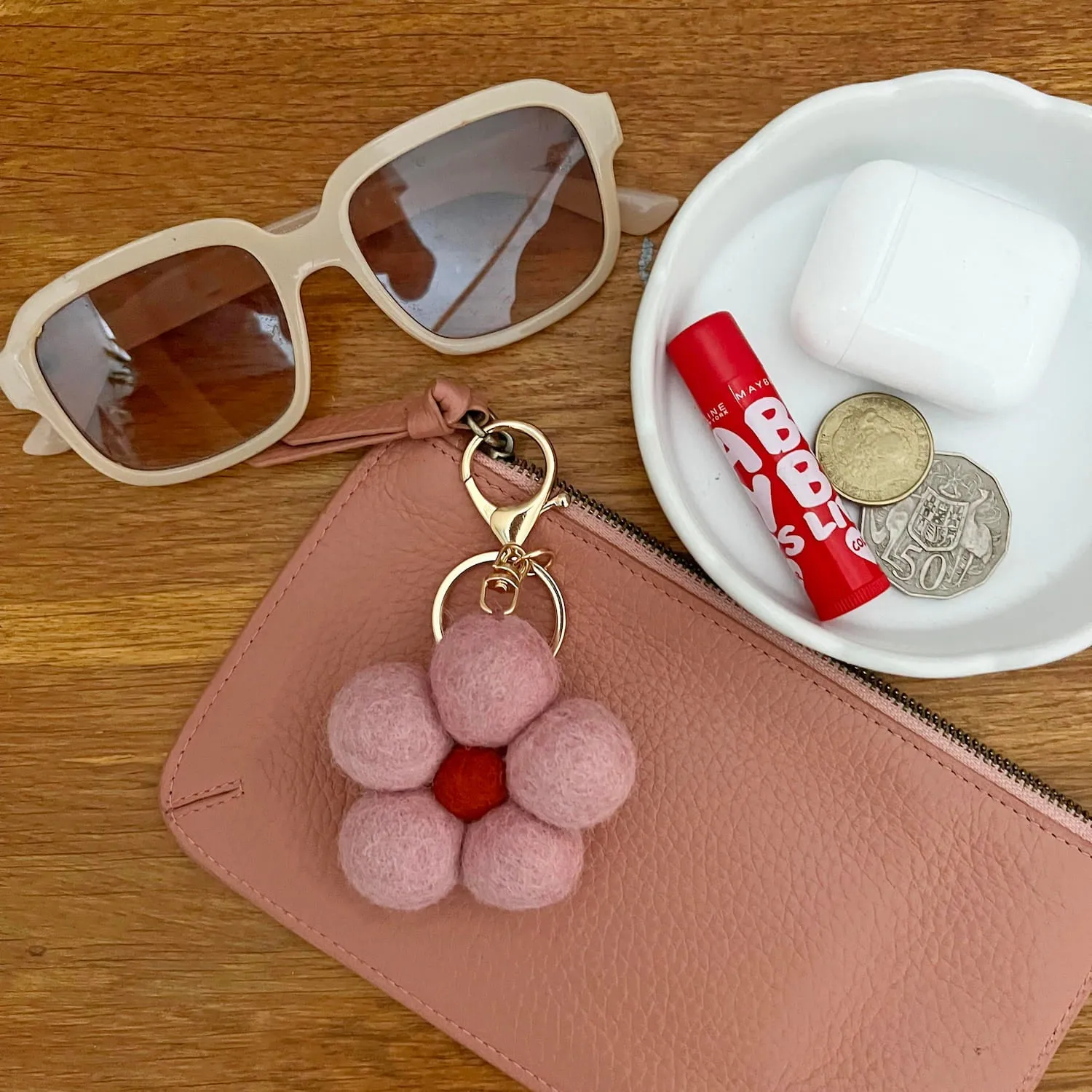 Felt Flower Key ring