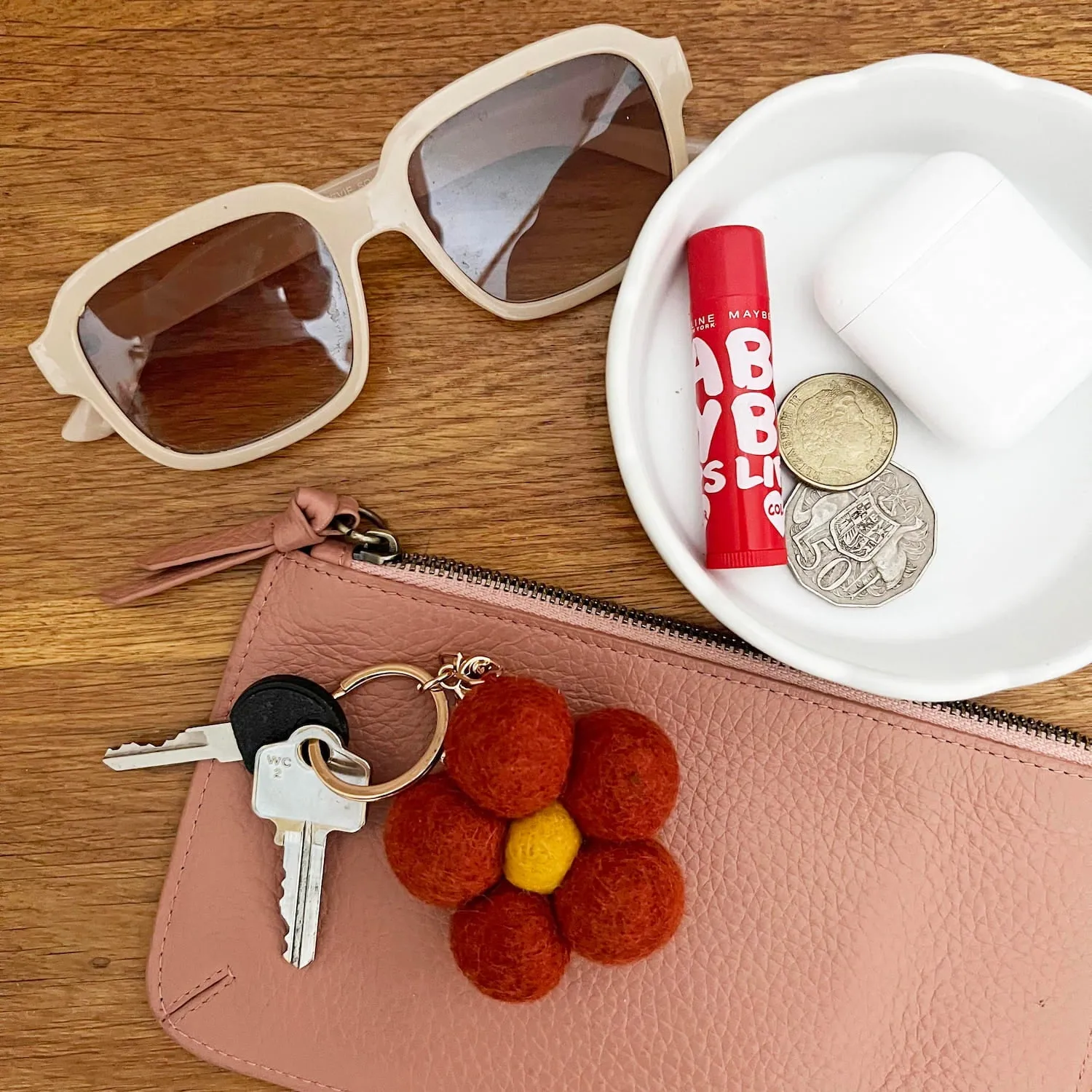 Felt Flower Key ring