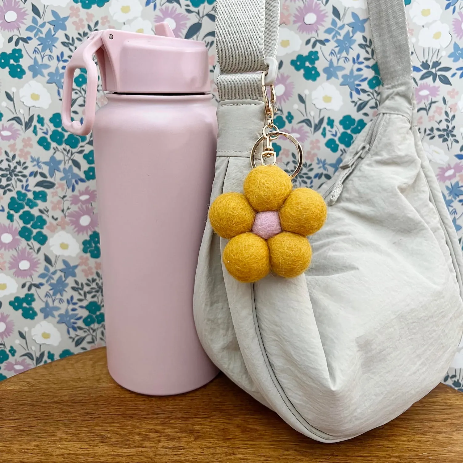 Felt Flower Key ring