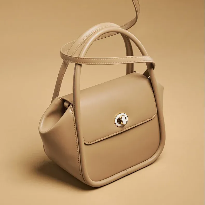 Genuine Leather Flap Pocket Shoulder Strap Handbag