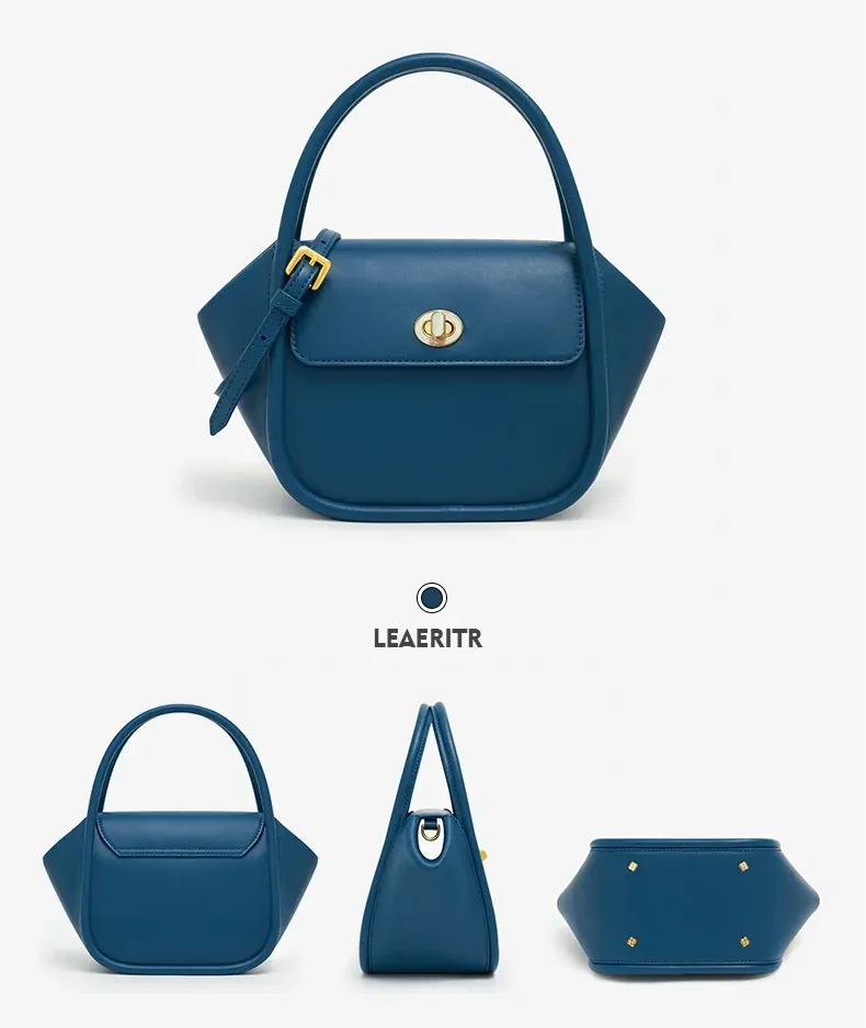 Genuine Leather Flap Pocket Shoulder Strap Handbag