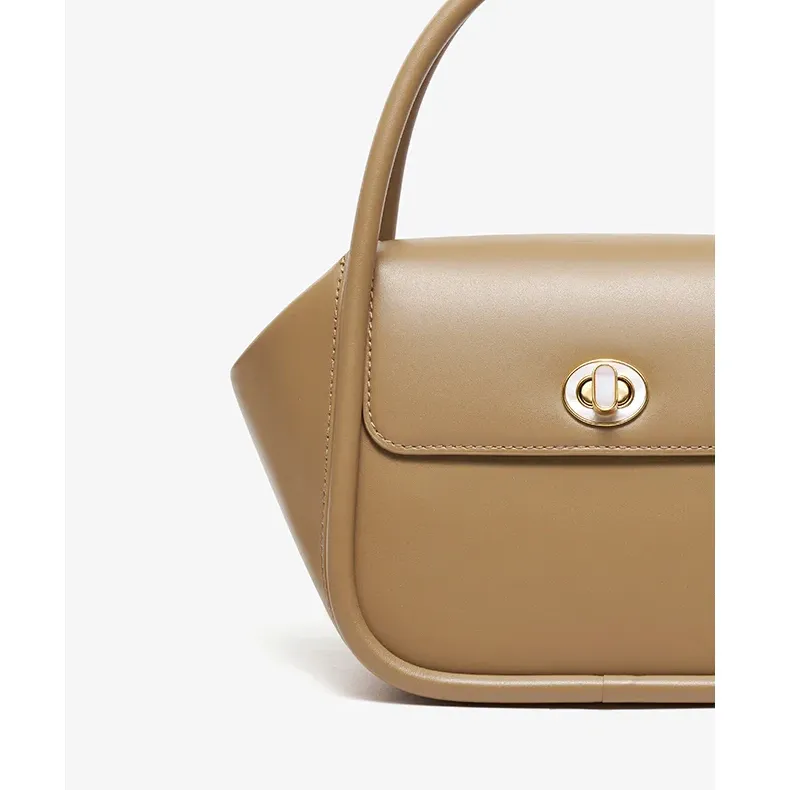 Genuine Leather Flap Pocket Shoulder Strap Handbag