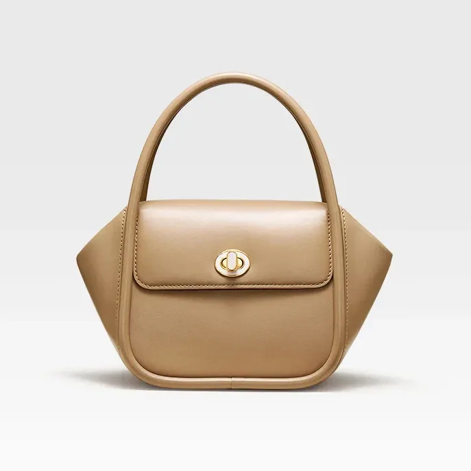 Genuine Leather Flap Pocket Shoulder Strap Handbag