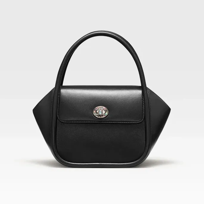Genuine Leather Flap Pocket Shoulder Strap Handbag