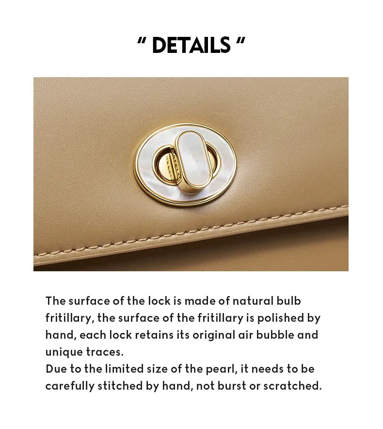 Genuine Leather Flap Pocket Shoulder Strap Handbag
