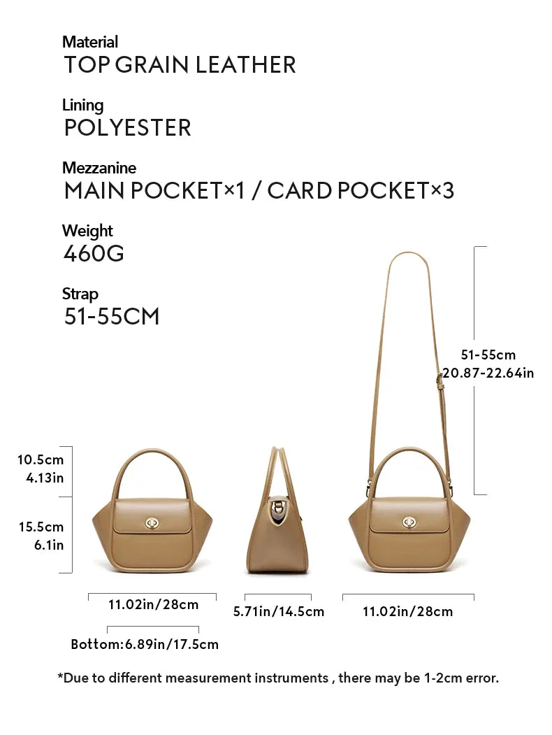 Genuine Leather Flap Pocket Shoulder Strap Handbag