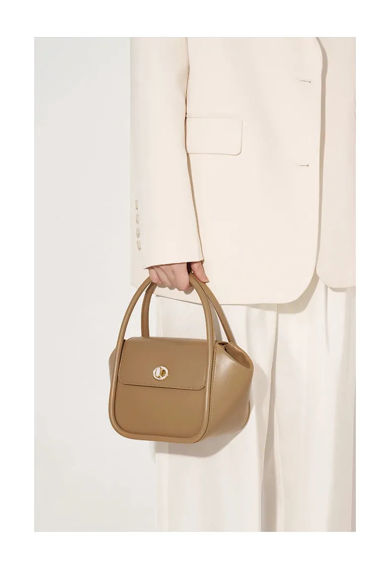 Genuine Leather Flap Pocket Shoulder Strap Handbag